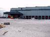 Copyright 2003 Infiltec: UK April 2003 large building air leakage test in UK with G54 mobile fans:
warehouse to be tested