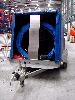 Copyright 2003 Infiltec: UK April 2003 large building air leakage test in UK with G54 mobile fans:
unpacking G54 fan.
